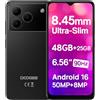 DOOGEENEXT Note 56 Plus Android 16 Smartphone, 48GB+256GB/2TB, 6150mAh, Display HD+ 6,56 90Hz, Fotocamera 50MP, Telefono 4G Dual SIM, Gemini AI, NFC, Impronta, Nero