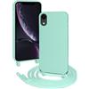 FERLAN Cover compatibile con iPhone XR,Custodia con tracolla,Regolabile Cellulare Girocollo Case con Collana TPU Corda Silicone,Verde menta