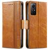Generico DayQiQiPu Cover per Xiaomi Redmi Note 12S (6,43 Pollici) Custodia in pelle PU con Patchwork Guscio Protettiva Anti-Skimming Custodia Portafoglio Flip Caso Business, Cachi