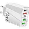 FinalCool 65W USB C Caricatore Multiplo 5 Porte USB C, Caricatore USB C Rapido | QC 3.0 PD 3.1A Tipo C Fast Charger, Spina Alimentatore Caricabatterie USB per iPhone 17/16/15/Pro/Pro Max, S-amsung Galaxy