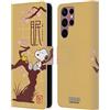 Head Case Designs Licenza Ufficiale Peanuts Assonnato Snoopy Orientale Custodia Portafoglio in Pelle Compatibile con Samsung Galaxy S22 Ultra 5G