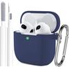 Generic Custodia per AirPods 4 (2024), custodia protettiva in morbido silicone per Apple AirPods di 4a generazione, da donna e uomo, con portachiavi e kit di pulizia, blu
