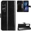 QiongniAN Custodia a portafoglio in pelle compatibile con Sony Xperia 1 VII 5G 2025 XQ-FS54 custodia protettiva nera