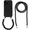 XCuihulle Custodia per iPhone 17, con bracciale di perline, in silicone, con due catene di perle rimovibili, colore nero