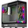 EMPIRE GAMING EC258 Case PC Gaming Mid Tower ATX/mATX/ITX Panoramico, ARGB Integrata (Striscia LED + 3 Ventole + HUB PWM), Vetro Temperato, GPU 420 mm, Watercooling 360 mm, USB-C