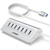 JESWO Hub USB 3.0 a 7 porte per desktop [cavo lungo 100 cm] - Hub di estensione USB in alluminio con porta di alimentazione 5V/4A, adattatore multiporta 5Gbps per desktop, PC, laptop, unità flash, mouse