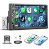 WERESOUND Autoradio 1 DIN con Wireless CarPlay e Android Auto, Stereo Auto Touchscreen 7 HD con Bluetooth, Telecamera Posteriore, Mirror Link, Navigatore GPS, FM, EQ, Type-C, Mic, SWC, Comandi Vocali