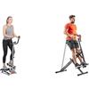 Sunny Health & Fitness Upright Row-N-Ride, Versatile Full-Body Workout Squat Assist Trainer + Twister Stepper Machine, Height Adjustable Stepper w/Handlebars & LCD Monitor