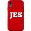 Jes Merch Custodia per iPhone XR Jes Targhetta con nome grande testo personalizzato retro abbinato personale