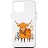 Christmas Highland Cow Custodia per iPhone 12 mini Highland Cow Winter Snow Scene Scottish Cattle Lover