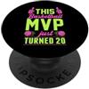 Sporty Birthday Party Supply for Basketb Questo MVP di basket ha appena compiuto 20 Festa di compleanno di un anno PopSockets PopGrip Adesivo