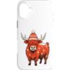 Christmas Highland Cow Custodia per iPhone 16 Plus Highland Cow Christmas Winter Beanie Snowflake Design