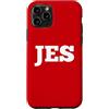 Jes Merch Custodia per iPhone 11 Pro Jes Targhetta con nome grande testo personalizzato retro abbinato personale