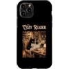 Cozy Cat Reading Cafe Library Art Custodia per iPhone 11 Pro The Cozy Reader Black Cat Book Cafe Ramen Coffee Library Art