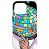 Art Pop Mobile Gallery Custodia per iPhone 16 Pro Illustrazione fumetto della palla della discoteca dello specchio del cantante di pop art