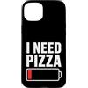 Pizza Battery Food Humor Custodia per iPhone 15 Plus Ho bisogno di pizza a batteria scarica divertente amante del cibo