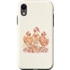 Merry Coop Christmas Custodia per iPhone XR Carino polli di Natale rosa cappelli di Babbo Natale fiocchi luci vacanze