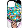 Art Pop Mobile Gallery Custodia per iPhone 16 Pro Max Illustrazione fumetto della palla della discoteca dello specchio del cantante di pop art