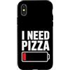 Pizza Battery Food Humor Custodia per iPhone X/XS Ho bisogno di pizza a batteria scarica divertente amante del cibo