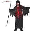 W WIDMANN MILANO Party Fashion - Costume per bambini da uomo diavolo | Vestaglia con cappuccio, maschera con teschio, stampa fiamme, angelo della morte, per carnevale, feste spaventose, Halloween