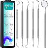 CATACC PRO Utensili dentali, stuzzicadenti per la pulizia dei denti, kit per l'igiene in acciaio inox con raschietto per denti e piastra e tartaro (con custodia)