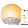 Glocusent Sveglia Alba Doppia con APP - Macchina Rumore Bianco con 30 Suoni e 12 Modalità Luce, Simulazione Alba/Tramonto, Snooze e Radio FM per Camera da Letto, Adulti, Bambini e Dormiglioni