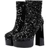 Rifuli 2023 Autunno E Inverno Nuove Donne Ragazze Adolescenti Albero Corto Glitter Piattaforma Stivali, Nero , 39 EU