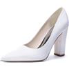 Mdrcg Décolleté Raso Donna Punta Squadrata Tacco Largo Slip-on Eleganti Scarpe Sposa Cerimonia