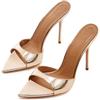 Generico Mules Donna con Tacco Alto Punta Affusolata Aperta Sandali Slide Tomaia Lucida Tacco Stiletto Slip-On Soletta Antiscivolo