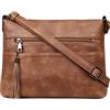 MASINTOR Borse a tracolla da donna, borsa a tracolla media leggera, morbida pelle da donna con nappa, Marrone moka, Medium