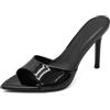 IF Sabot Donna con Tacco Stiletto, Mule Eleganti Punta Affusolata Sandali Effetto Vernice Cerimonia e Sera BOT0339