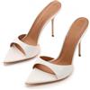 Generico Mules Donna con Tacco Alto Punta Affusolata Aperta Sandali Slide Tomaia Lucida Tacco Stiletto Slip-On Soletta Antiscivolo