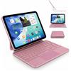 Decoded Tastiera magnetica DECODED per iPad con trackpad e retroilluminazione, Bluetooth per iPad 11'' (A16, 2025) e 10,9'' (2022), USB-C, QWERTY, rosa