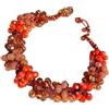 Sorelle Frappalà Bracciale artigianale fatto a mano, lavorato all'uncinetto a bubbles con cristalli toni arancione e filato lurex rame, chiusura regolabile con bottone di cristallo - Idea regalo donna. Pezzo unico.