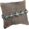 Sorelle Frappalà Bracciale artigianale fatto a mano, lavorato all'uncinetto a fiore con perline Miyuki giapponesi colore azzurro e filato lurex azzurro, chiusura con moschettone regolabile - Idea regalo. Pezzo unico.