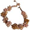 Sorelle Frappalà Bracciale artigianale fatto a mano, lavorato all'uncinetto a bubbles con cristalli toni tortora e filato lurex oro chiaro, chiusura regolabile con bottone di cristallo - Idea regalo. Pezzo unico.