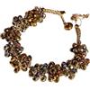 Sorelle Frappalà Bracciale artigianale fatto a mano, lavorato all'uncinetto a bubbles con cristalli toni oro e filato lurex oro, chiusura regolabile, bottone di cristallo - Idea regalo donna. Pezzo unico.