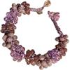 Sorelle Frappalà Bracciale artigianale fatto a mano, lavorato all'uncinetto a bubbles con cristalli toni lilla e filato lurex lilla, chiusura regolabile con bottone di cristallo - Idea regalo donna. Pezzo unico.