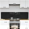 KMTNERVG Parete posteriore da cucina, 2 pezzi, nero, 80 x 40 cm, in vetro temperato, paraspruzzi, moderna piastra in vetro resistente al calore, durevole e facile da pulire