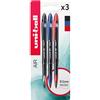 uni-ball UBA-188-M Air Micro 3pc Blister Nero/Blu/Rosso Plastica Imballaggio Libero