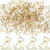 luckaide Graffette a forma di cane, 50 pezzi, motivo grande, oro, graffette a forma di cucciolo, in metallo, per ufficio, aula, fermacarte