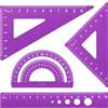 MSDADA Set di 4 Righelli e Strumenti Geometrici - Righello in Lega di Alluminio, Goniometro 180°, Triangoli per Misurazioni Accurate Matematica Disegno (Viola)