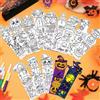 Generic 48 segnalibri da colorare per Halloween, 12 disegni fai da te da colorare con nastri colorati, segnalibri personalizzati per amici, ricompense in classe decorazione per feste