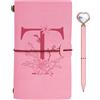 Toozen Regalo Diario in Pelle Iniziale, Diario di Viaggio Rosa, Taccuino in Pelle Rifillabile con Penna Diamante Cuore, Idee Regalo Compleanno, Ringraziamento, Natale per Donne Ragazze Amica Scrittori T