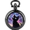Tiong Orologio da tasca nero vintage steampunk quarzo orologio da tasca costume uomo donna collana gioielli regali