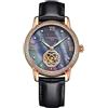 MASTOP Orologio analogico da donna con cinturino in pelle e cinturino in pelle con diamanti e perla