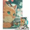 JIANGENNF Puzzle per ragazzi da 1000 pezzi con gatto, cuffie e città piovosa, gioco educativo, divertente antistress, ottimo regalo per gli appassionati di videogiochi 38x26cm