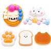 Henjunu Set di 5 squishy Fufu Taba a forma di animali, squishy a zampa di gatto | Set di squishy Taba a forma di zampa di gatto, squishy a forma di toast, squishy a forma di cibo, giocattoli antistress