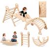 Garvee Struttura Arrampicata Infantile 9 In 1 Pieghevole In Legno | Realizzata in legno pieghevole, Triangolo, arco e rampa reversibile, Include tenda per il gioco infantile