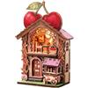 Generic Kit fai da te in miniatura a forma di casa in legno, mini magnete 3D per | Puzzle 3D con magnete per casa delle bambole, decorazione per scrivania e frigorifero, simpatico regalo di compleanno fatto a